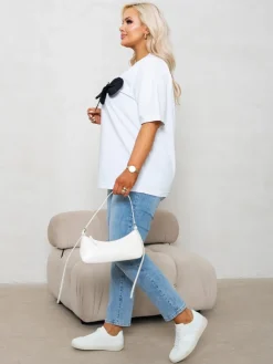 CandyTM T-SHIRT BAWEŁNIANY Z PRZYSZYTĄ WAŻKĄ BIAŁY