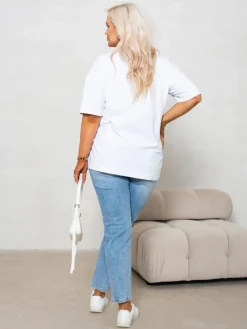 CandyTM T-SHIRT BAWEŁNIANY Z PRZYSZYTĄ WAŻKĄ BIAŁY