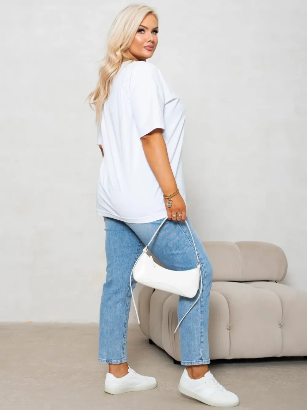 CandyTM T-SHIRT BAWEŁNIANY Z PRZYSZYTĄ WAŻKĄ BIAŁY