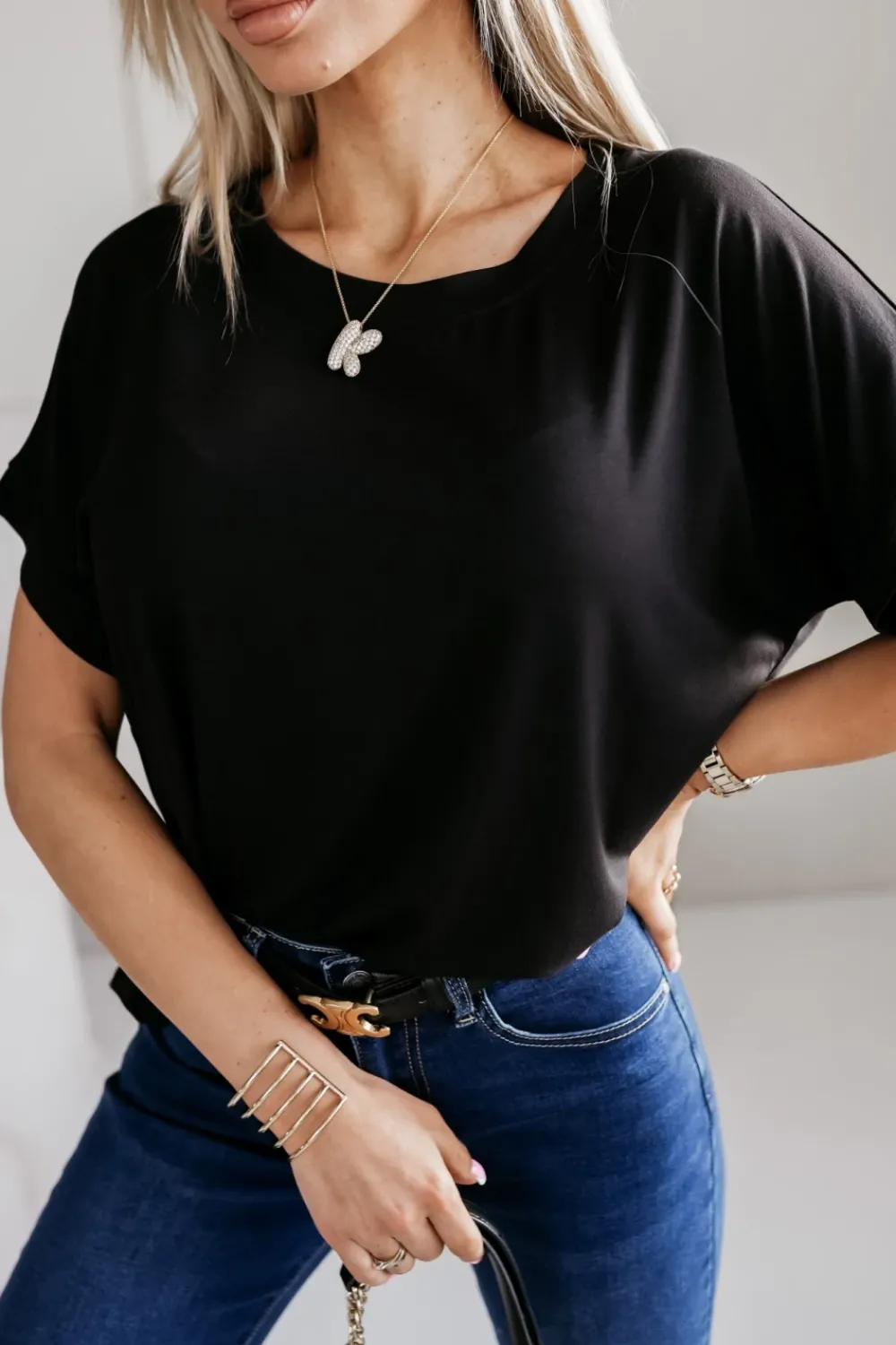 CandyTM T-SHIRT BETTY OVERSIZE Z WISKOZY CZARNY