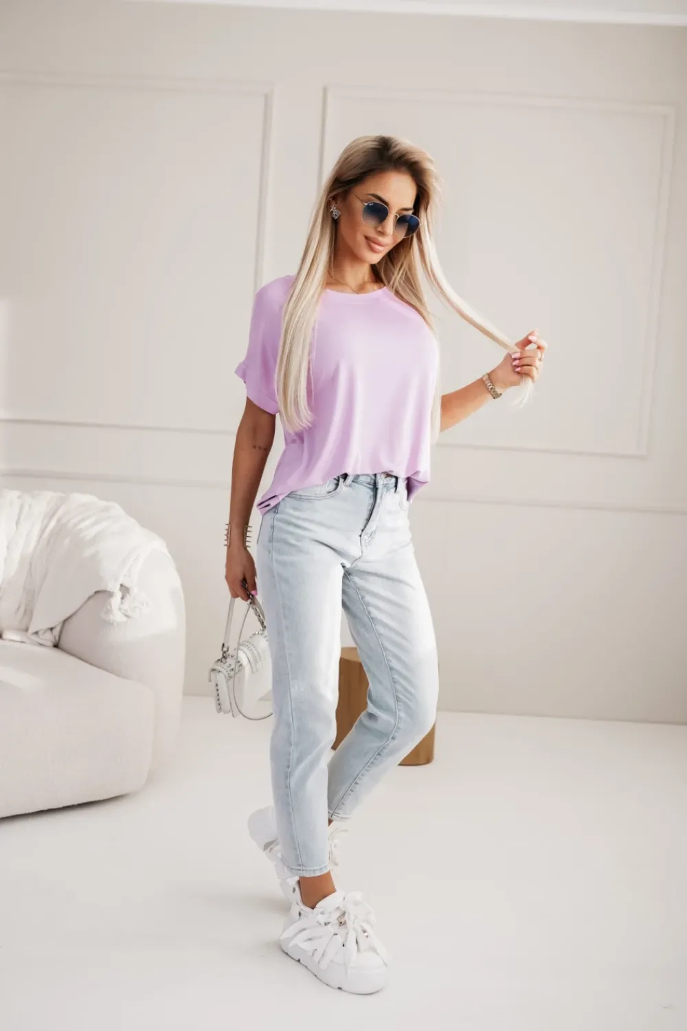 CandyTM T-SHIRT BETTY OVERSIZE Z WISKOZY LILA