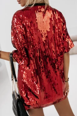 CandyTM T-SHIRT CEKINOWY RUDOLPH O KROJU OVERSIZE CZERWONY