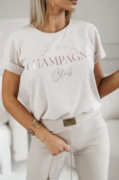 CandyTM T-SHIRT CHAMPAGNE CLUB BEŻOWY