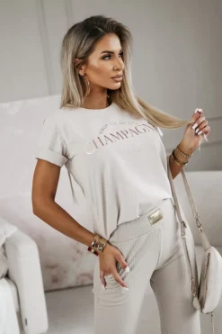 CandyTM T-SHIRT CHAMPAGNE CLUB BEŻOWY