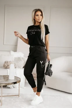 CandyTM T-SHIRT CHAMPAGNE CLUB CZARNY