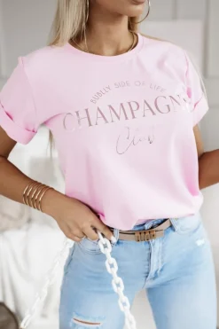CandyTM T-SHIRT CHAMPAGNE CLUB PUDROWY RÓŻ