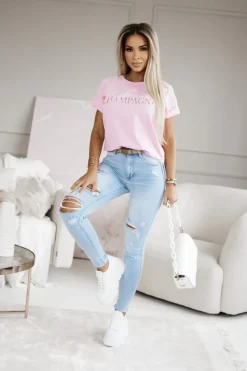 CandyTM T-SHIRT CHAMPAGNE CLUB PUDROWY RÓŻ