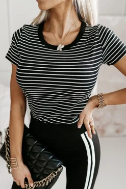 CandyTM T-SHIRT CLASSIC W PASKI CZARNO-BIAŁE