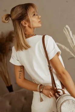 CandyTM T-SHIRT FACE & FLOWERS BIAŁY