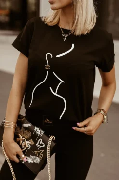CandyTM T-SHIRT FACE CHANELKA CZARNY