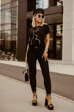 CandyTM T-SHIRT FACE CHANELKA CZARNY