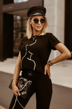 CandyTM T-SHIRT FACE CHANELKA CZARNY