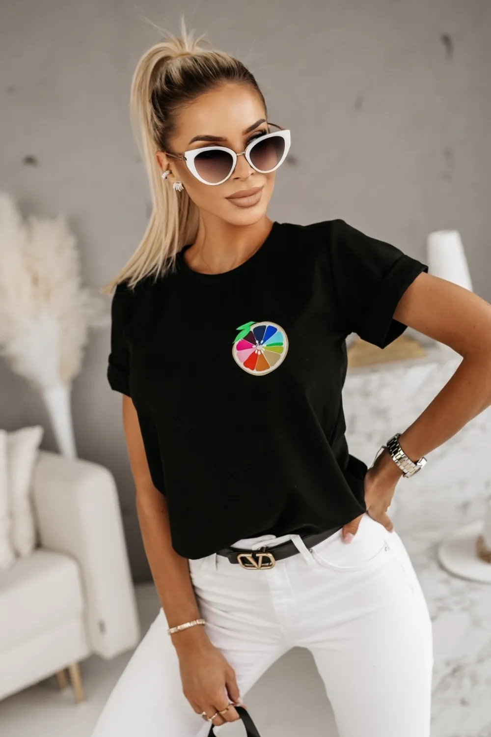 CandyTM T-SHIRT FRUIT CZARNY