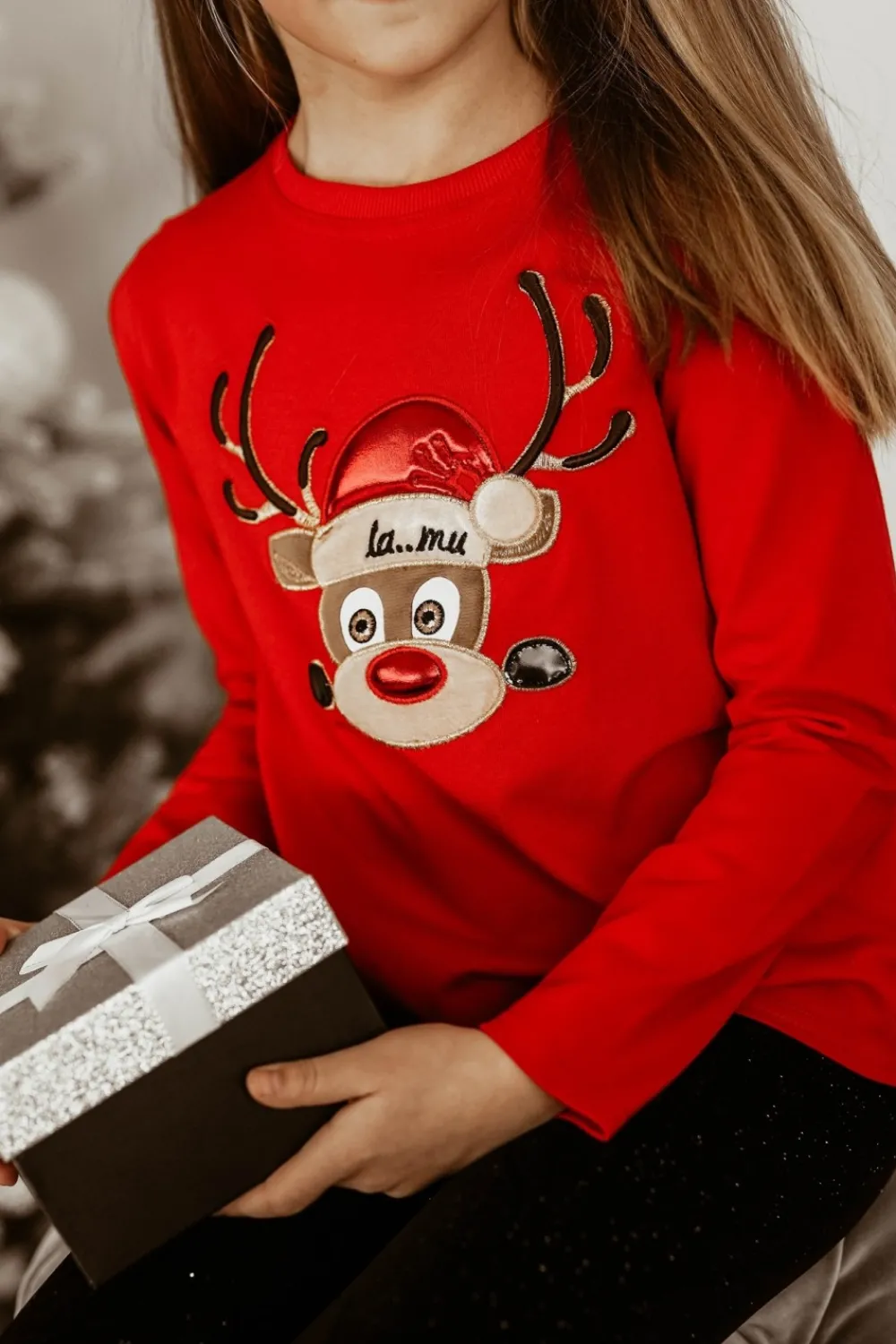 CandyTM T-SHIRT LA MU RUDOLF RENIFER CZERWONY KIDS