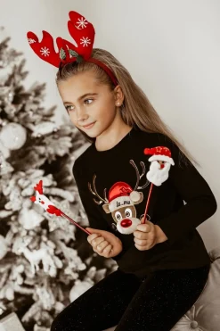 CandyTM T-SHIRT LA MU RUDOLF RENIFER CZARNY KIDS