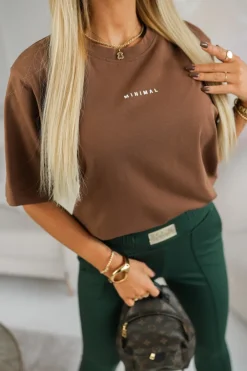 CandyTM T-SHIRT OVERSIZE MINIMAL BRĄZOWY