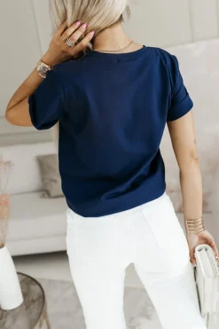 CandyTM T-SHIRT PINK GIN TONIC GRANATOWY