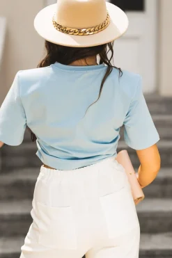 CandyTM T-SHIRT SHORT Z PODUSZKAMI NA RAMIONACH BŁĘKITNY