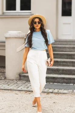 CandyTM T-SHIRT SHORT Z PODUSZKAMI NA RAMIONACH BŁĘKITNY