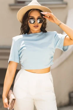 CandyTM T-SHIRT SHORT Z PODUSZKAMI NA RAMIONACH BŁĘKITNY