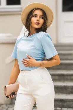 CandyTM T-SHIRT SHORT Z PODUSZKAMI NA RAMIONACH BŁĘKITNY