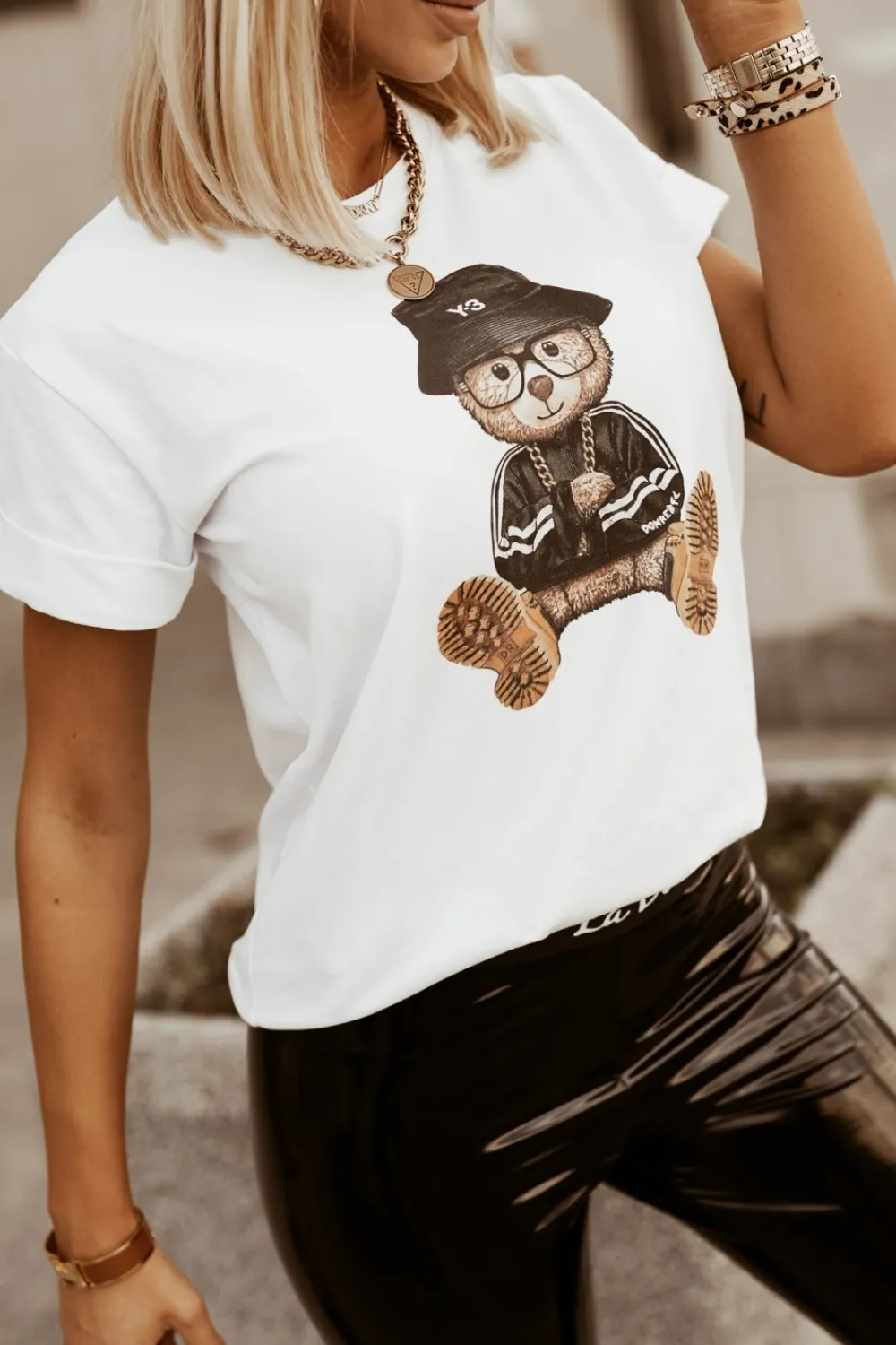 CandyTM T-SHIRT TEDDY BEAR BIAŁY
