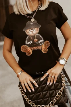 CandyTM T-SHIRT TEDDY BEAR CZARNY