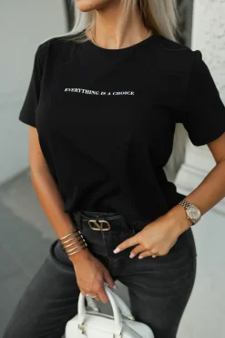 CandyTM T-SHIRT Z BIAŁYM NAPISEM EVERYTHING IS A CHOICE CZARNY