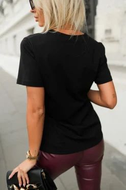 CandyTM T-SHIRT Z BIAŁYM NAPISEM WOMAN CZARNY