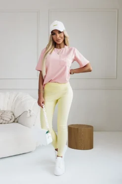 CandyTM T-SHIRT Z KIESZONKĄ Z HAFTOWANYM NAPISEM MORELOWY