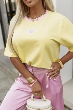 CandyTM T-SHIRT Z MINIMALISTYCZNYM NADRUKIEM ŻÓŁTY