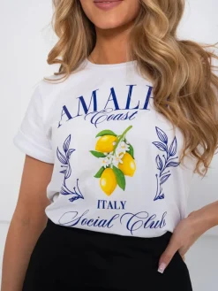 CandyTM T-SHIRT Z NADRUKIEM AMALFI ITALIA BIAŁY