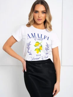 CandyTM T-SHIRT Z NADRUKIEM AMALFI ITALIA BIAŁY