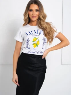 CandyTM T-SHIRT Z NADRUKIEM AMALFI ITALIA BIAŁY