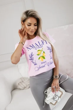 CandyTM T-SHIRT Z NADRUKIEM AMALFI ITALIA RÓŻOWY