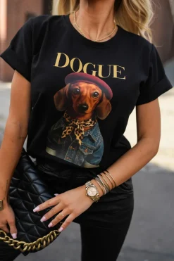 CandyTM T-SHIRT Z NADRUKIEM DOGUE CZARNY