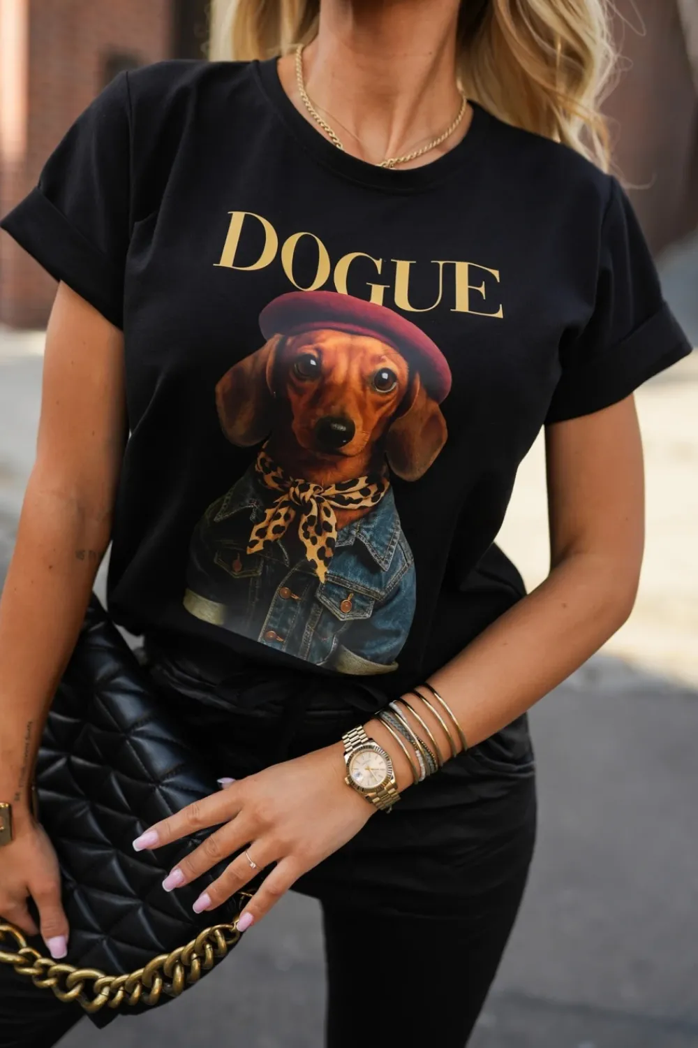 CandyTM T-SHIRT Z NADRUKIEM DOGUE CZARNY