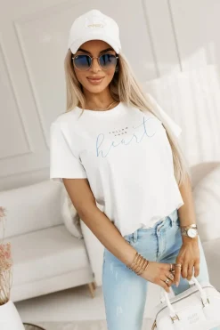 CandyTM T-SHIRT Z NADRUKIEM FOLLOW YOUR HEART BIAŁY