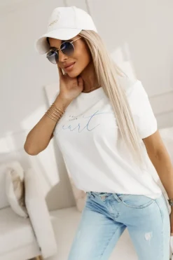 CandyTM T-SHIRT Z NADRUKIEM FOLLOW YOUR HEART BIAŁY