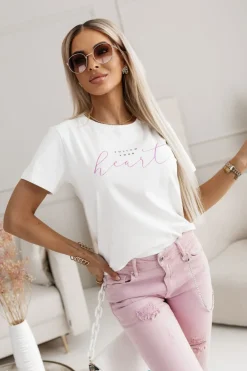 CandyTM T-SHIRT Z NADRUKIEM FOLLOW YOUR HEART BIAŁY