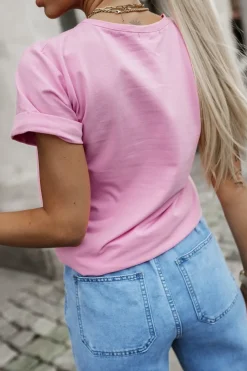 CandyTM T-SHIRT Z NADRUKIEM KOBIETA W OKULARACH RÓŻOWY