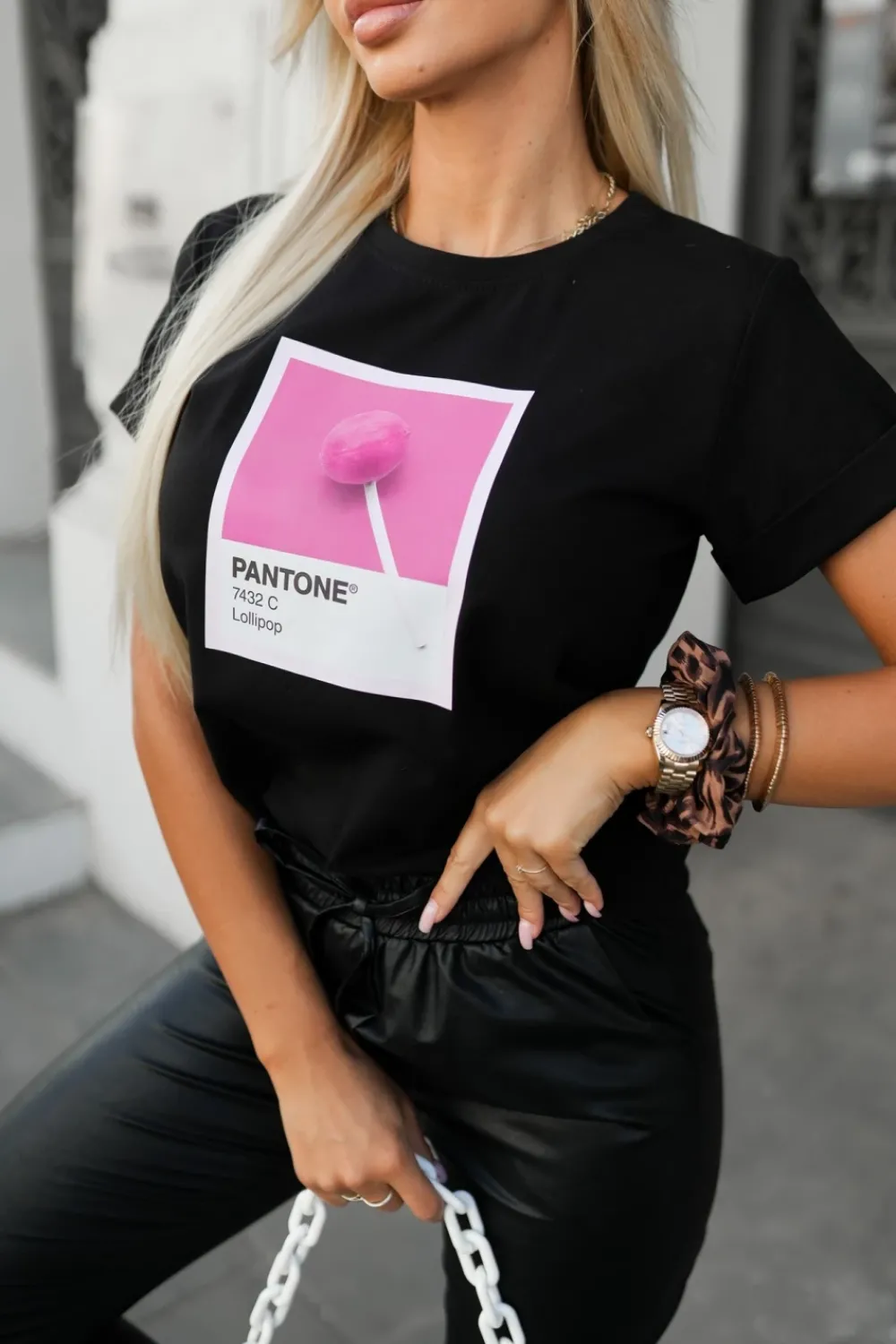 CandyTM T-SHIRT Z NADRUKIEM PANTONE CZARNY