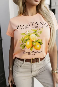 CandyTM T-SHIRT Z NADRUKIEM POSITANO MORELOWY