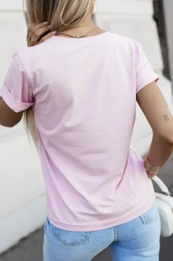 CandyTM T-SHIRT Z NADRUKIEM POSITANO RÓŻOWY