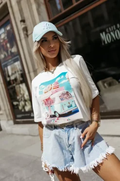 CandyTM T-SHIRT Z NADRUKIEM WAKACYJNY VAN ECRU