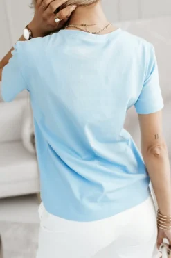 CandyTM T-SHIRT Z NAPISEM CREATE BŁĘKITNY