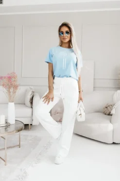 CandyTM T-SHIRT Z NAPISEM CREATE BŁĘKITNY