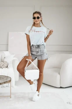 CandyTM T-SHIRT Z NAPISEM PROSECCO SZARY