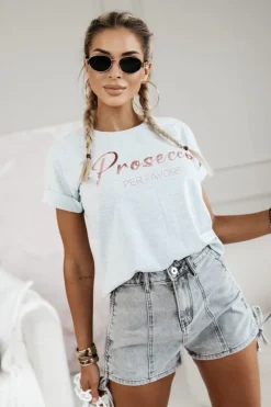 CandyTM T-SHIRT Z NAPISEM PROSECCO SZARY