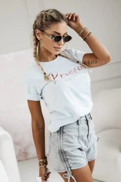 CandyTM T-SHIRT Z NAPISEM PROSECCO SZARY